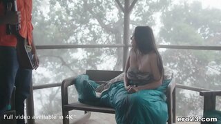 Brown ang buhok Hiker fucked sa porch